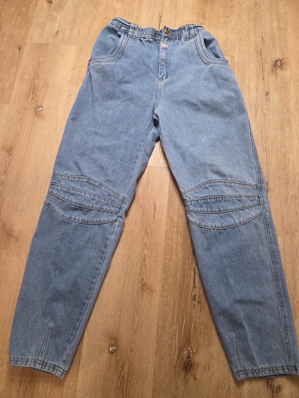 Vintage Gitano Womens Small Light Wash Moto Jeans Tagged XL Elastic Waist